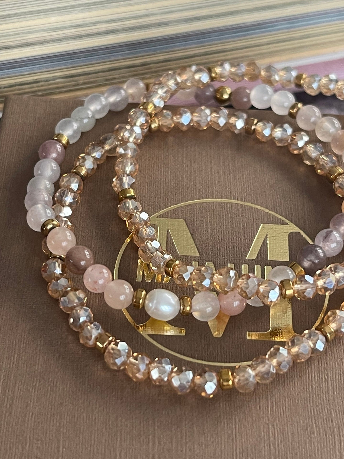 Armbanden Leah Blush/Natuur – Set van 3 stuks