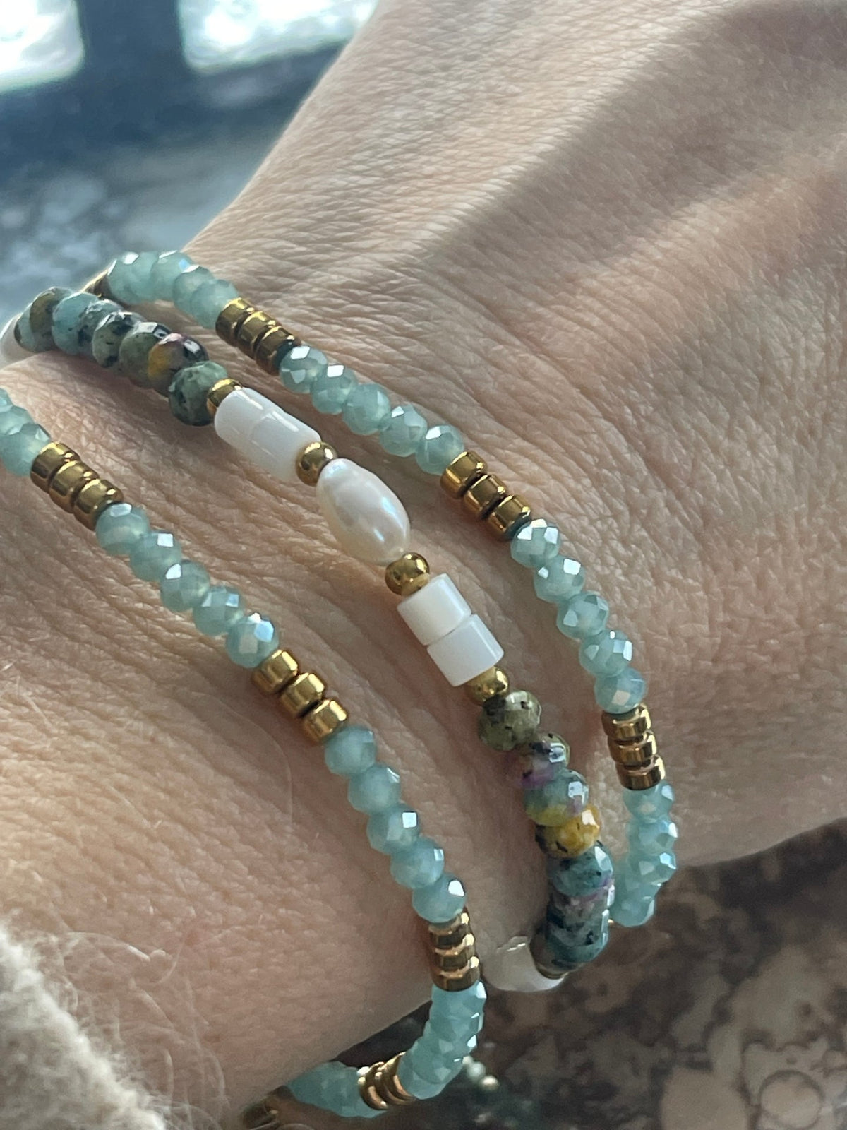 Armband Sarabella Aqua – Set van 3 stuks