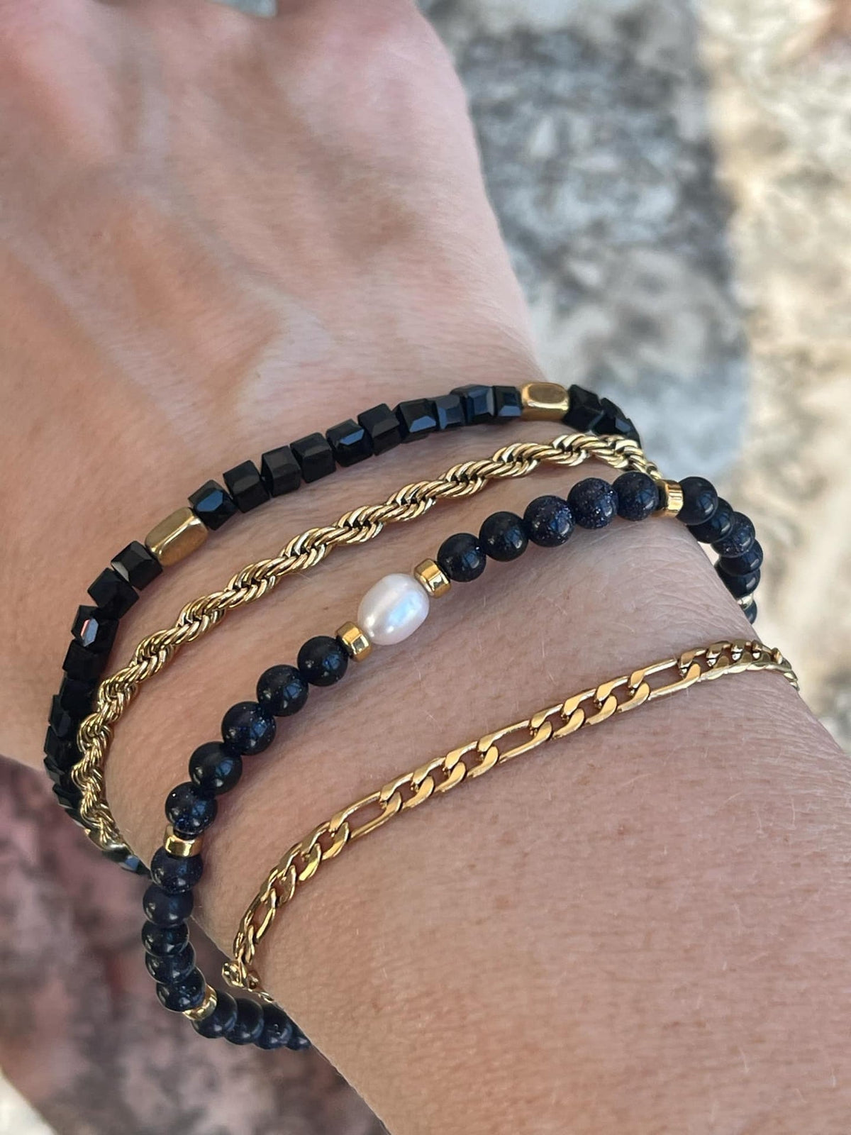 Armband Erika black - Set van 4 armbanden