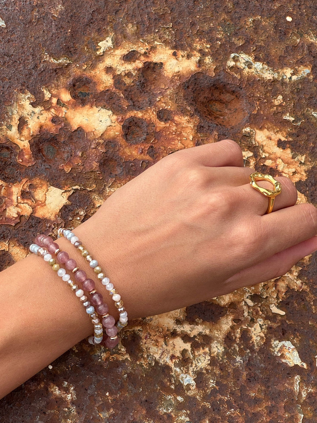 Armbanden Luna Vintage Rose – Set van 3 stuks