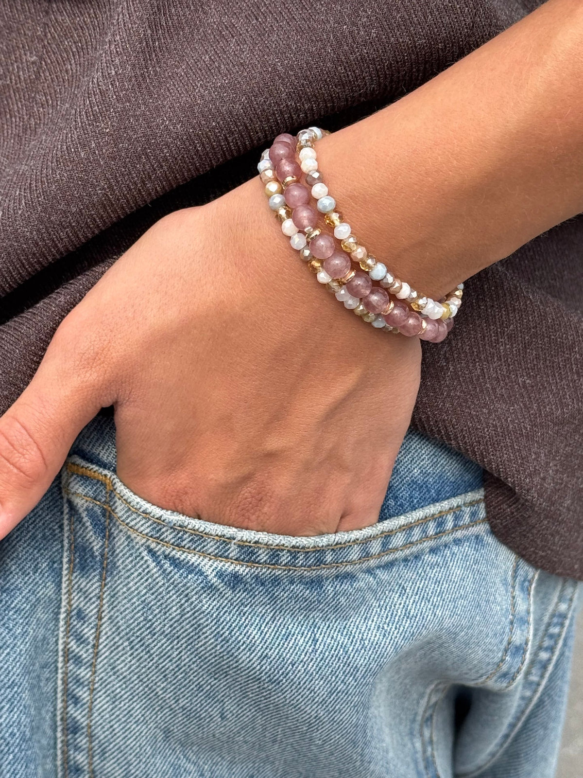 Armbanden Luna Vintage Rose – Set van 3 stuks