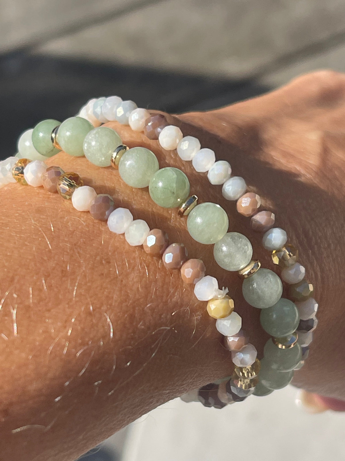 Armbanden Luna Jade Green – Set van 3 stuks