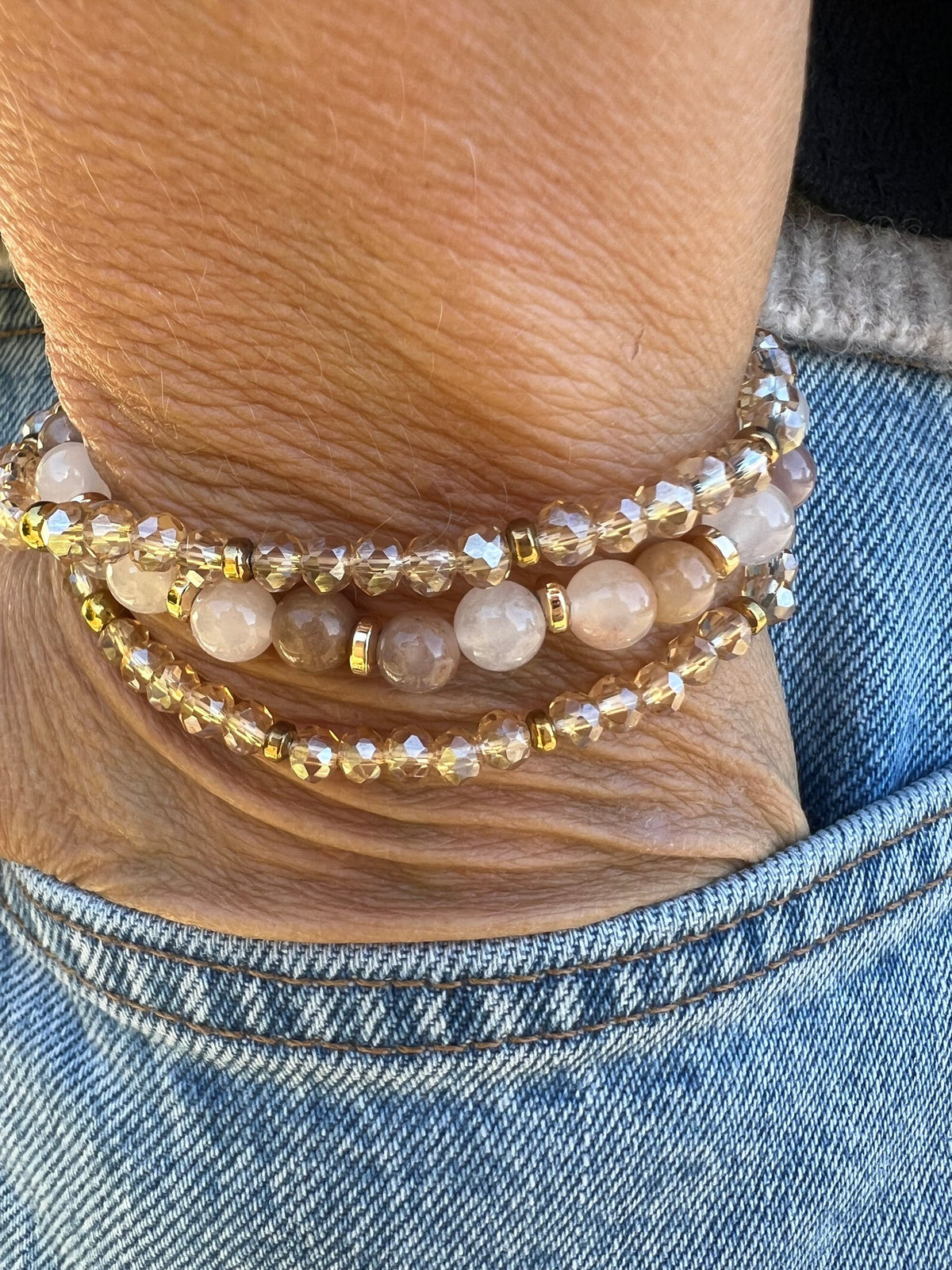 Armbanden Luna Blush Mix / Naturel – Set van 3