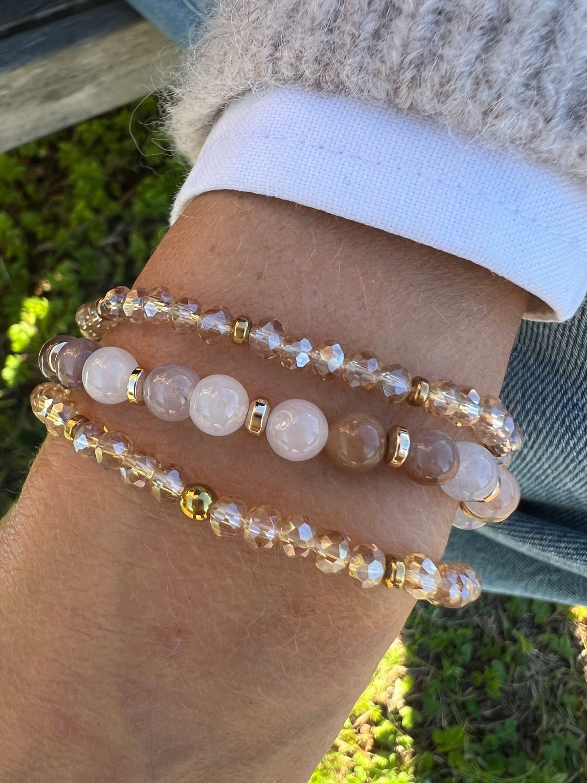 Armbanden Luna Blush Mix / Naturel – Set van 3
