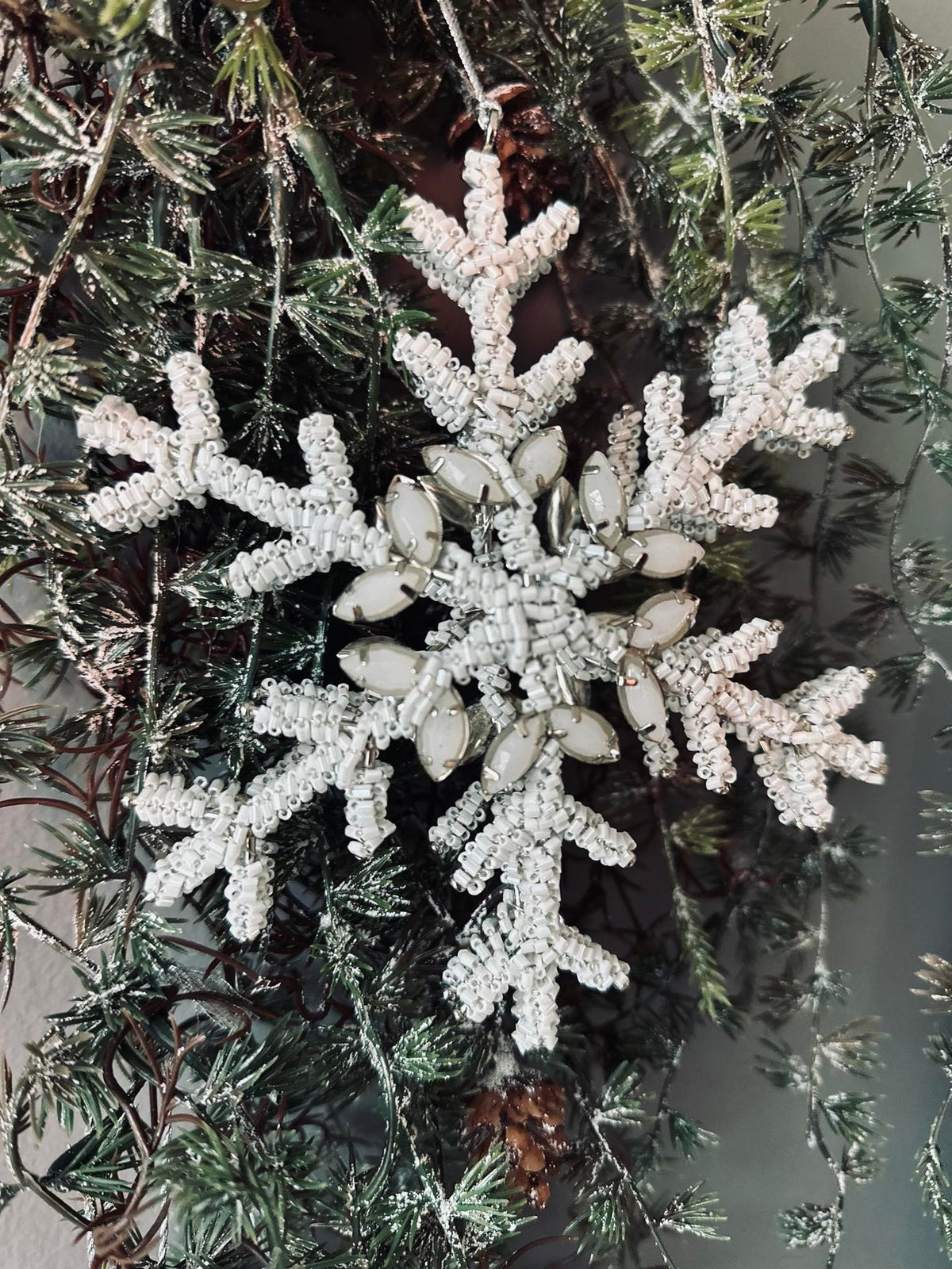 Kersthanger silver / white mix