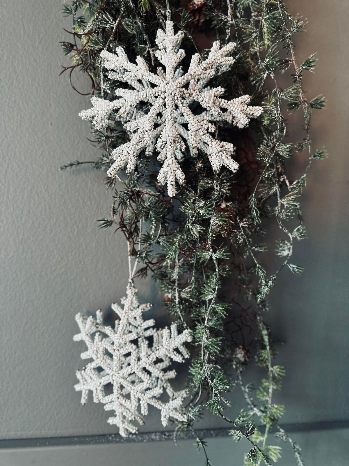 Kersthanger silver / white mix