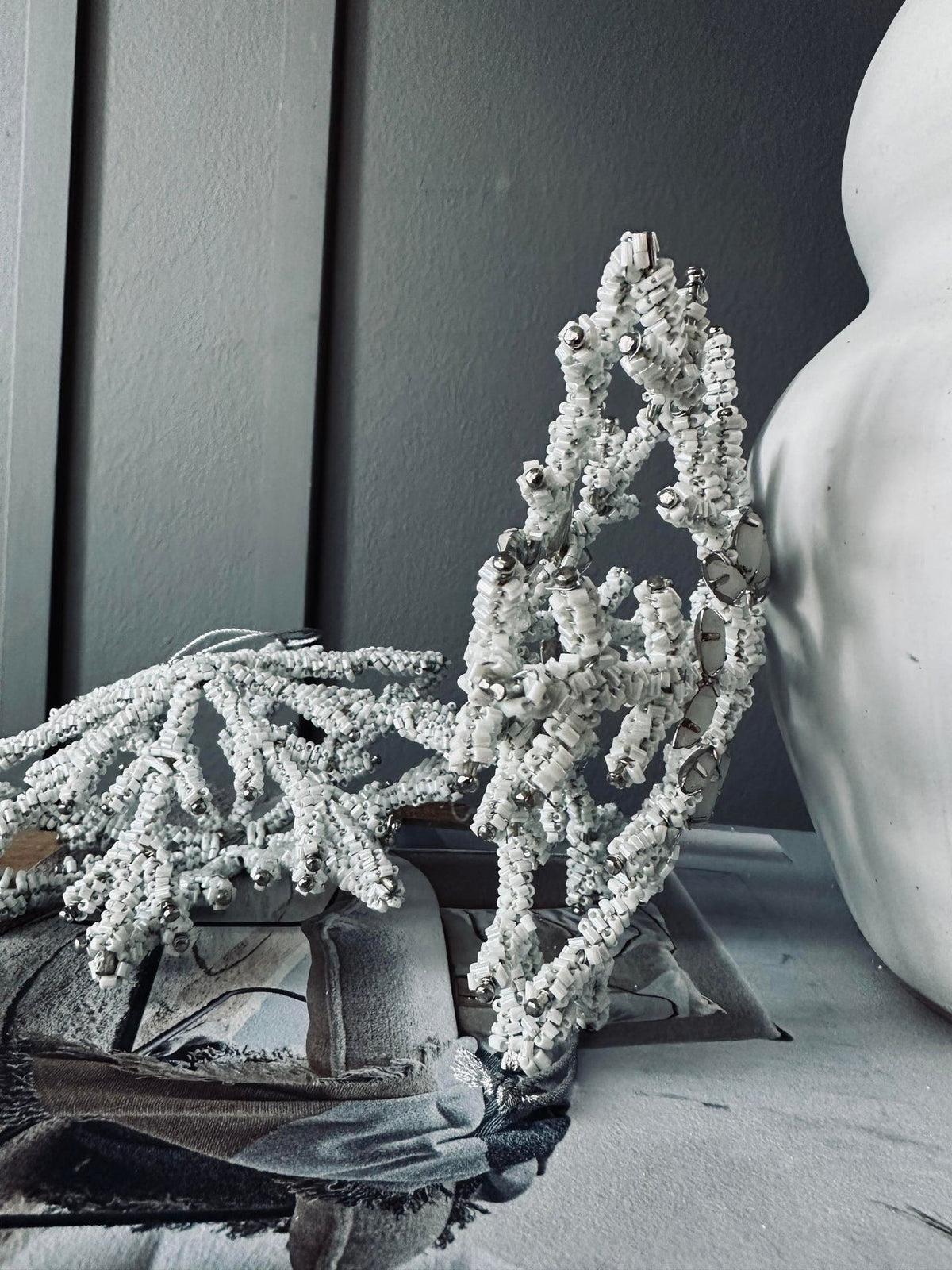 Kersthanger silver / white mix