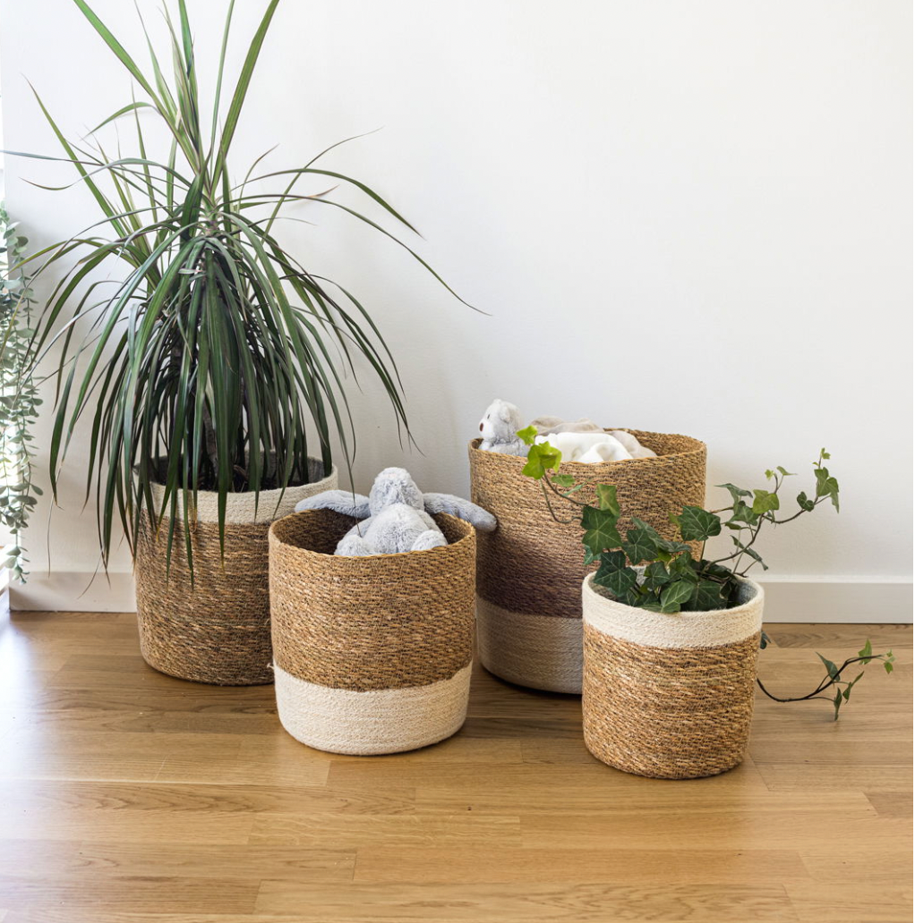 Vlechtmanden van zeegras - Set van 4 stuks