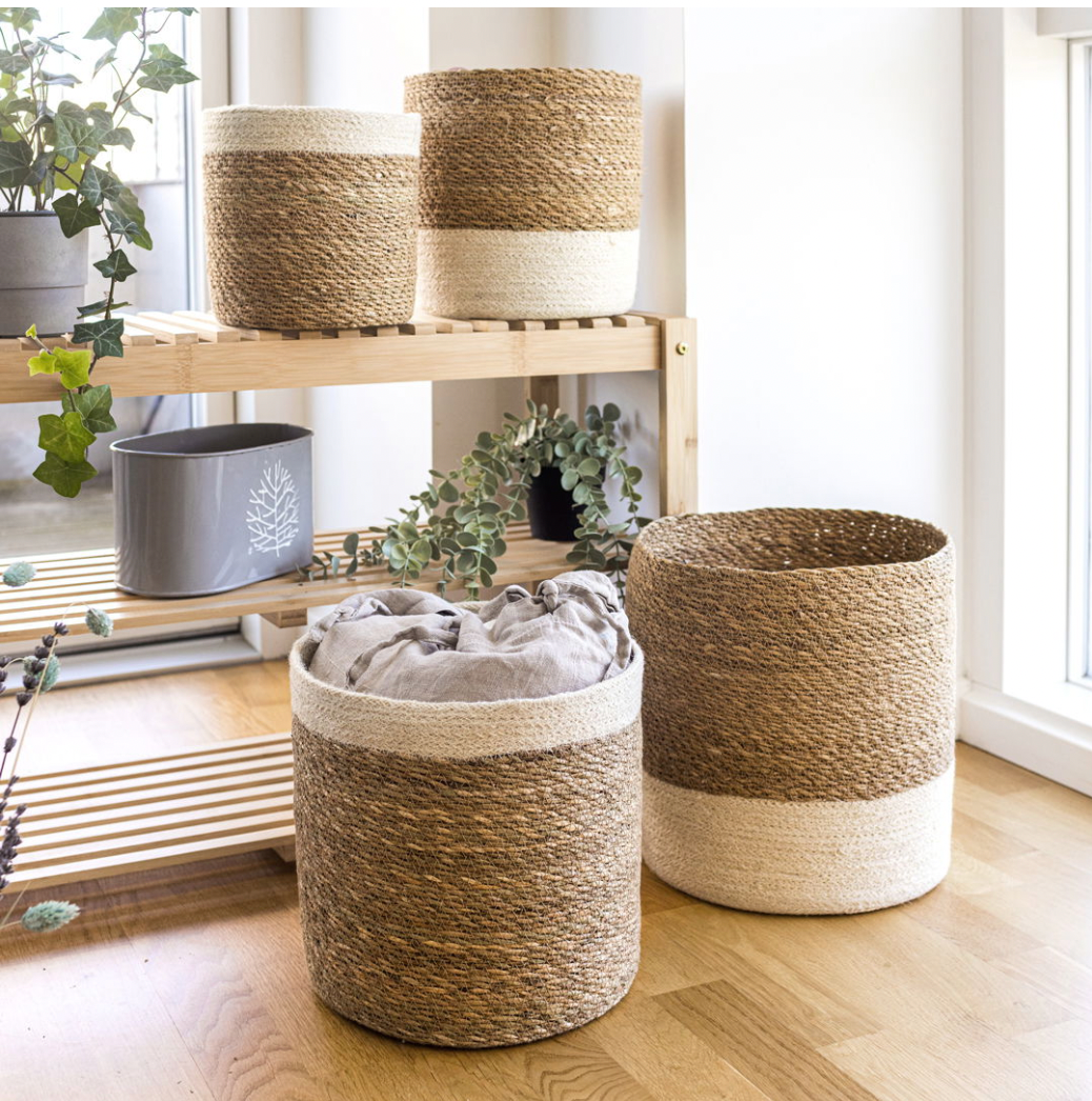 Vlechtmanden van zeegras - Set van 4 stuks