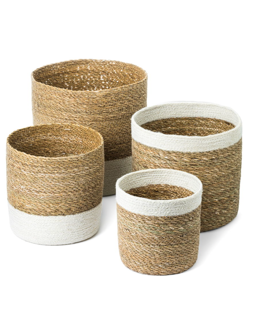 Vlechtmanden van zeegras - Set van 4 stuks