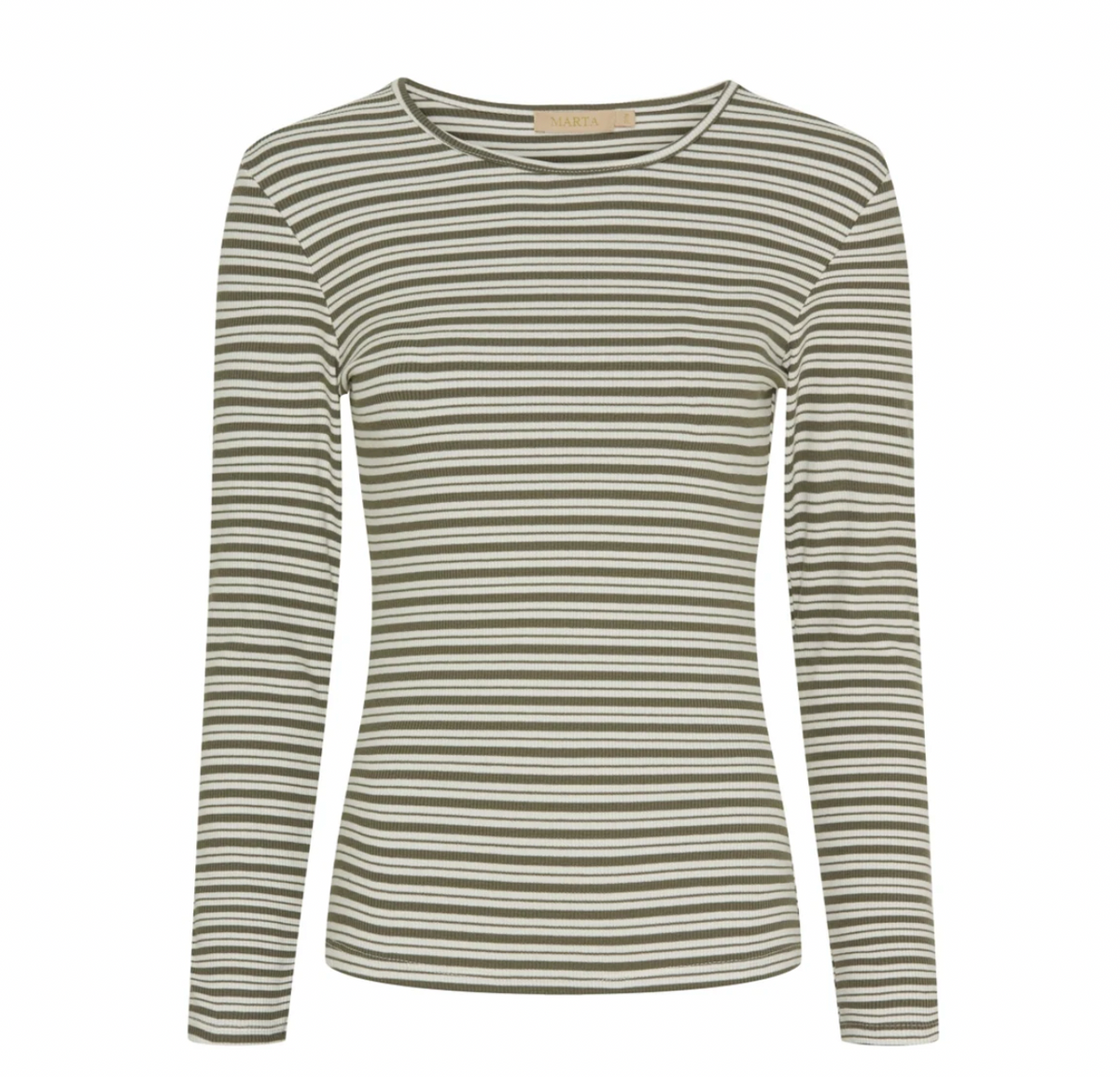 Blouse Christel strepen - Khaki / Cream