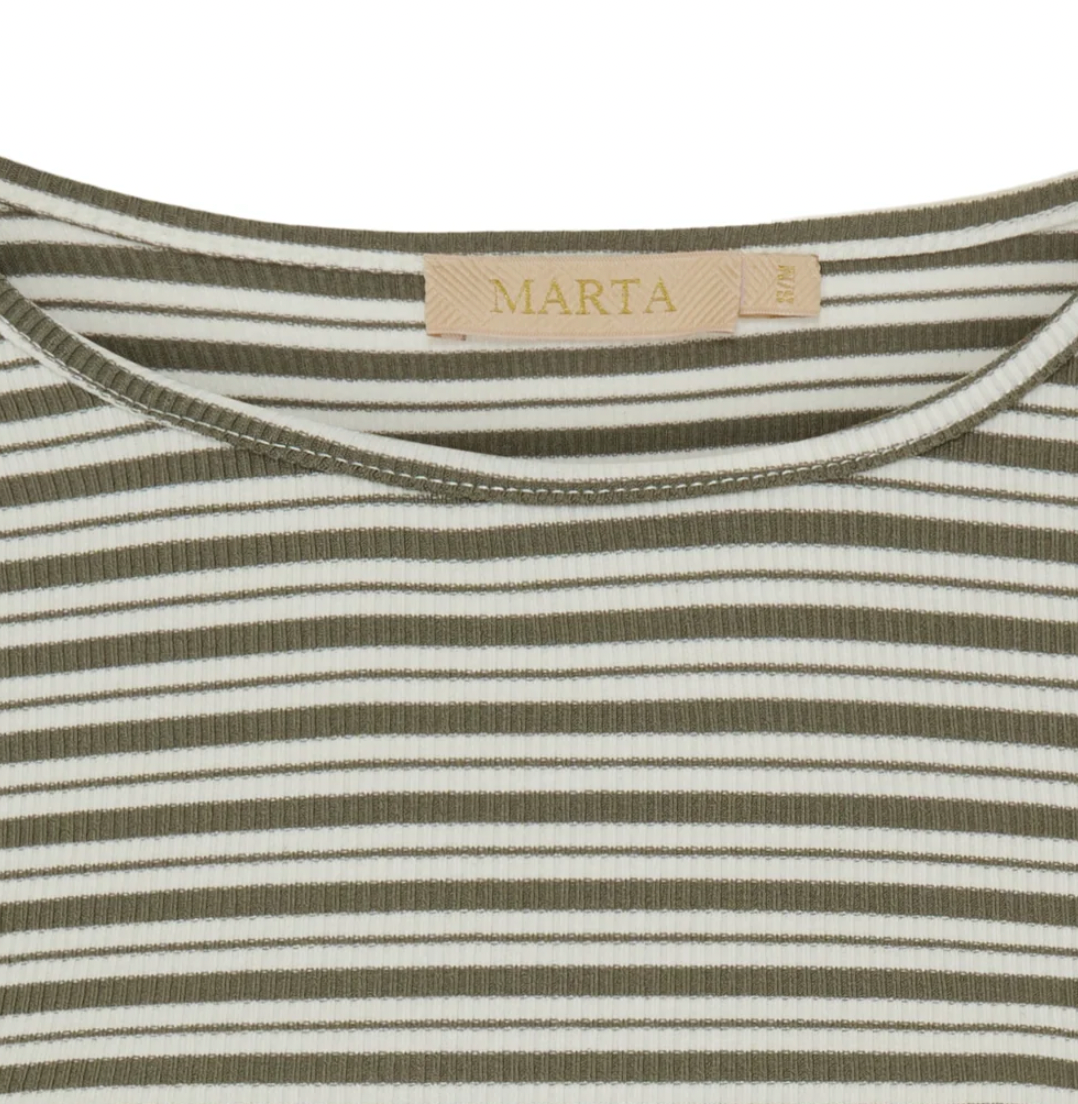 Blouse Christel strepen - Khaki / Cream