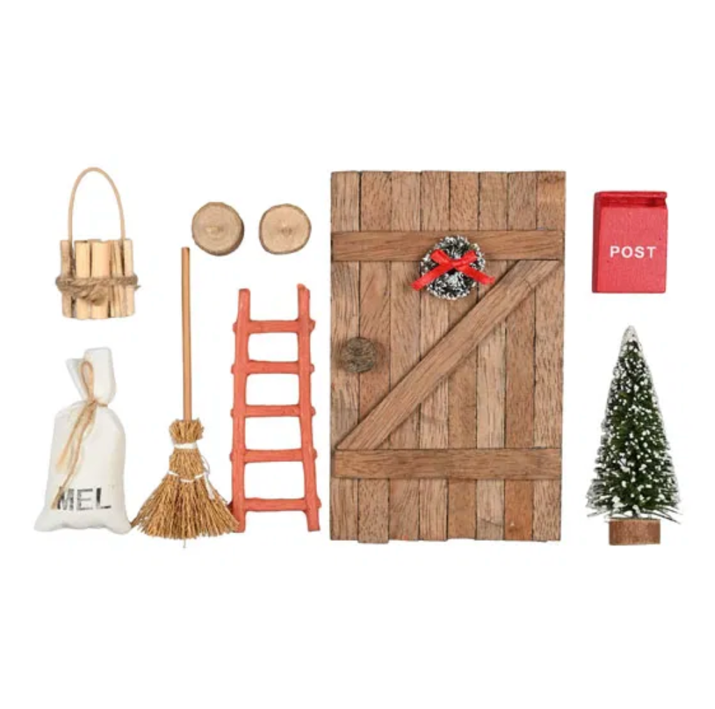 Kabouterdeurtje met accessoires - 9 onderdelen