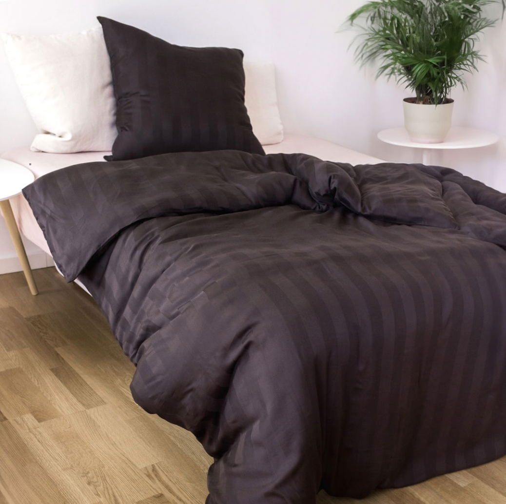 Bamboe satijnen beddengoed, bruin, 140x200 - 63x60
