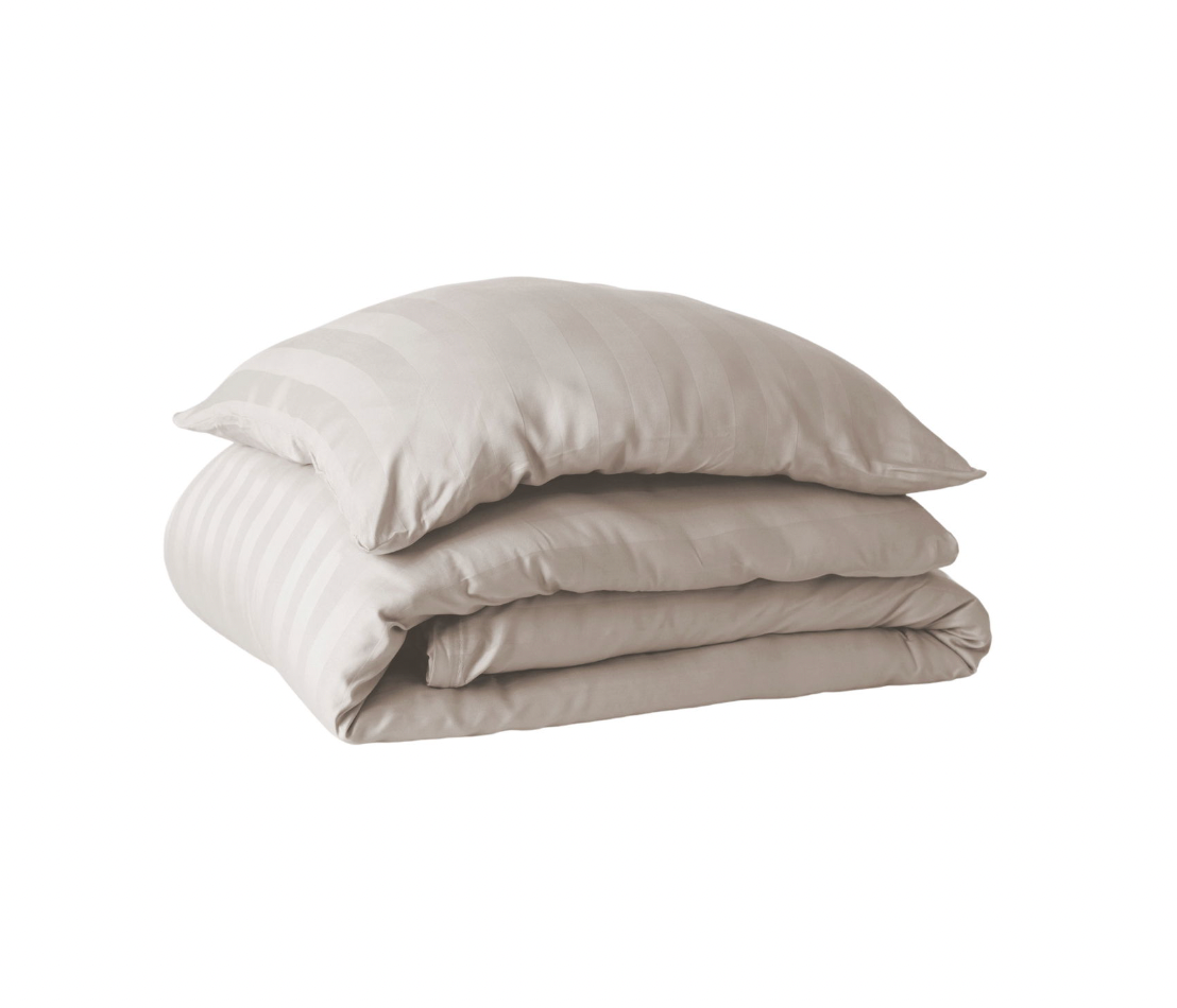 Satijnen bamboe dekbedovertrek, beige, 140x220 - 63x60