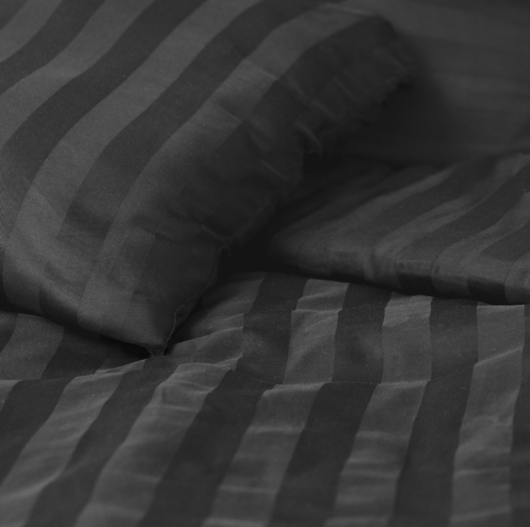 Bamboe satijnen beddengoedset, antracietgrijs, 140x200 - 63x60