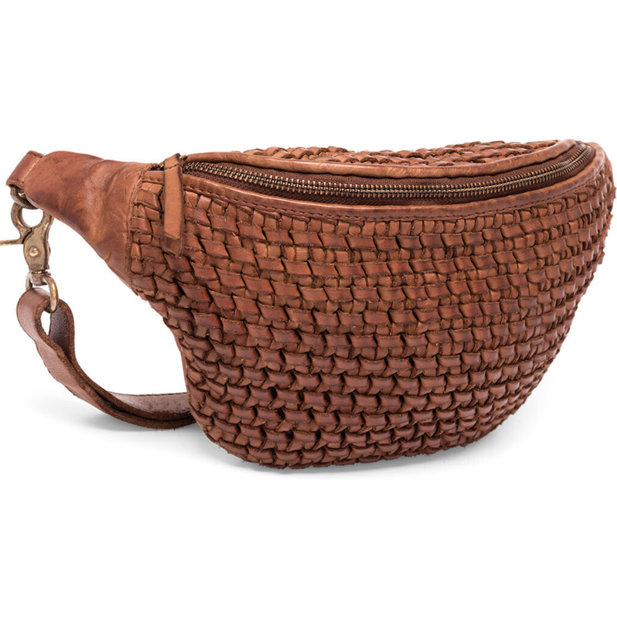 Bumbag gevlochten Cognac