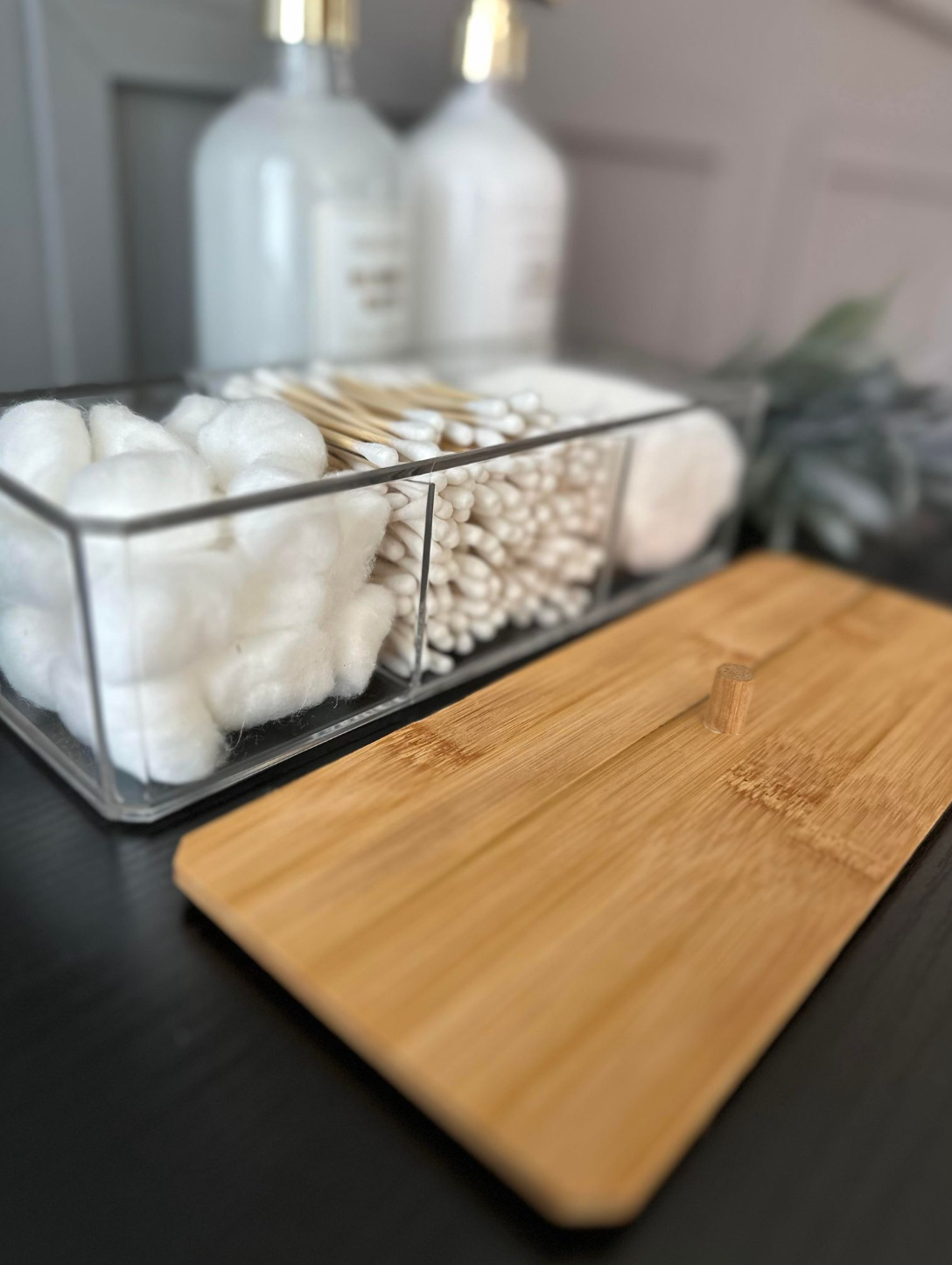 Make-up organizer - Acryl met bamboedeksel