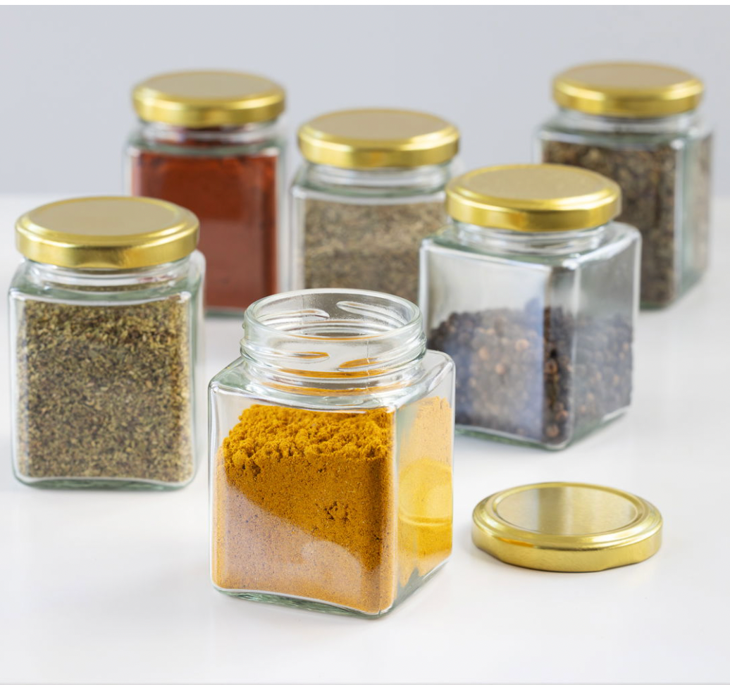 Kruidenpotjes met metalen deksel - set van 6