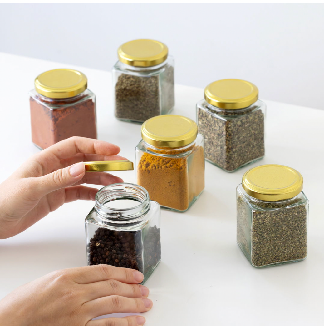 Kruidenpotjes met metalen deksel - set van 6