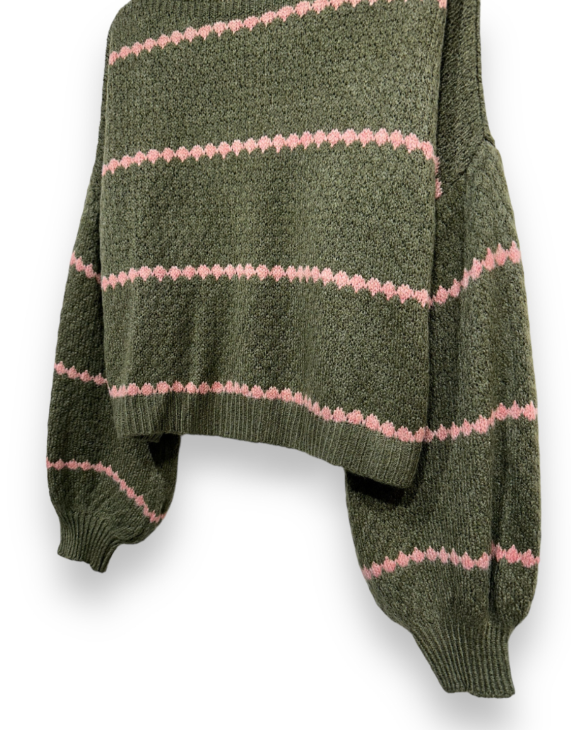 Knit met ballonmouwen - Green / Rose