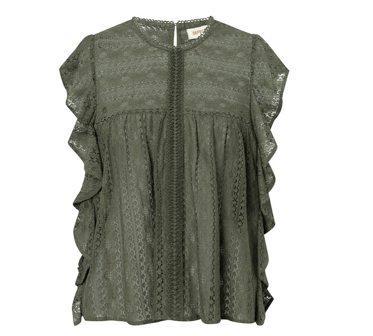 Blouse met kant Nelly - Khaki