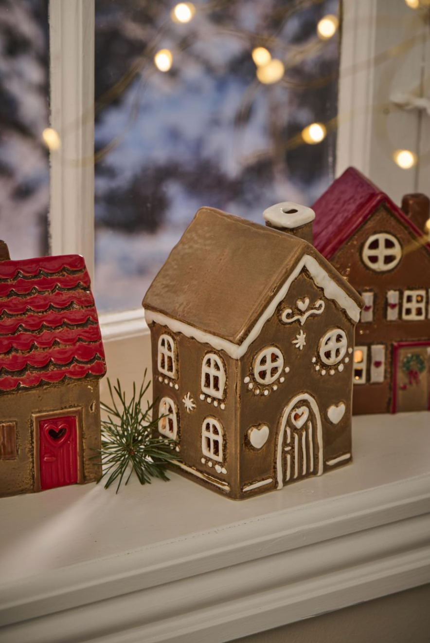 Lichthuisje keramiek - Gingerbread