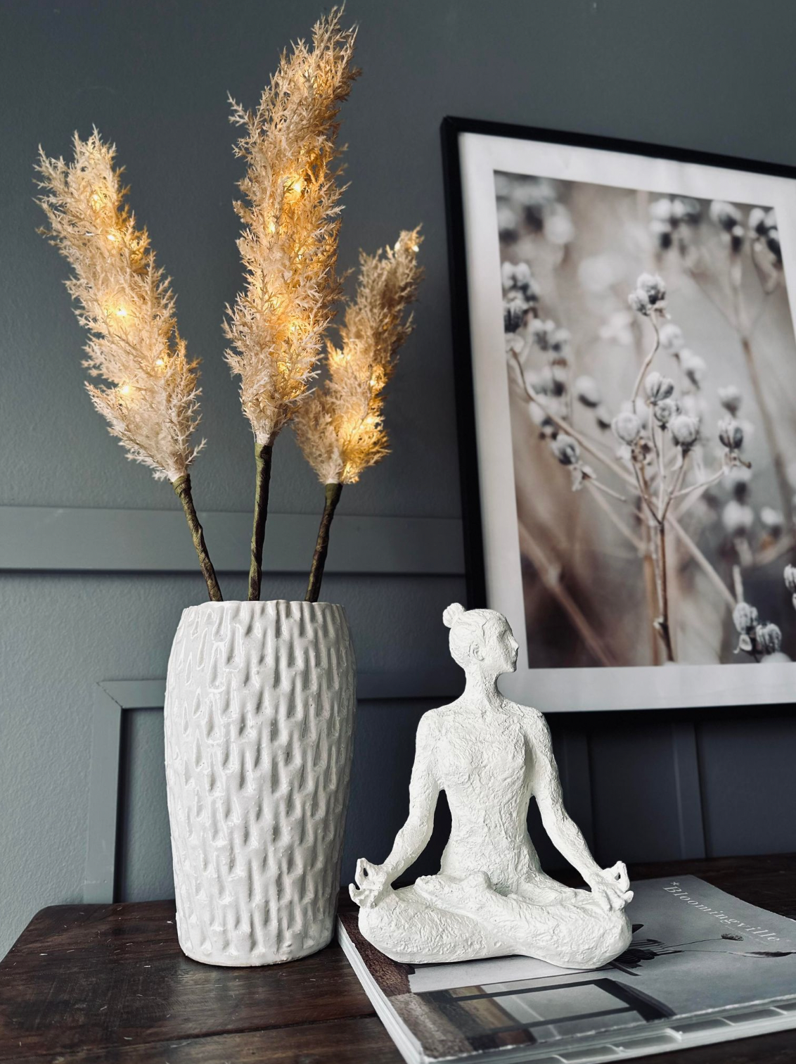Pampas met LED licht - 118 cm