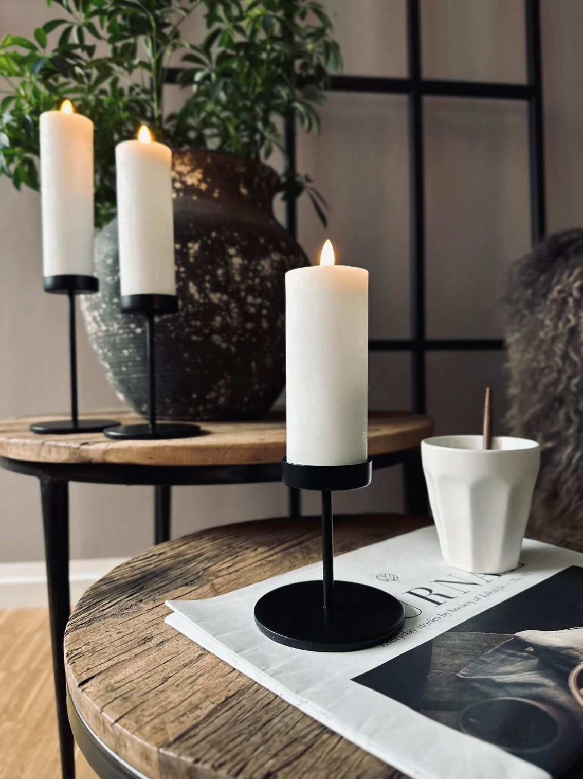 Kandelareset voor stompkaarsen – Black Liva