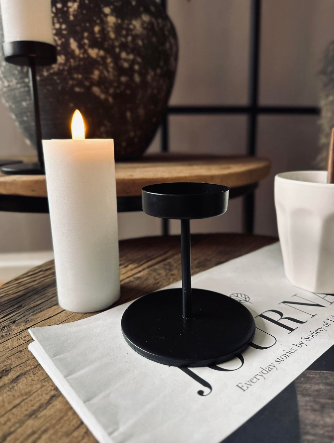 Kandelareset voor stompkaarsen – Black Liva
