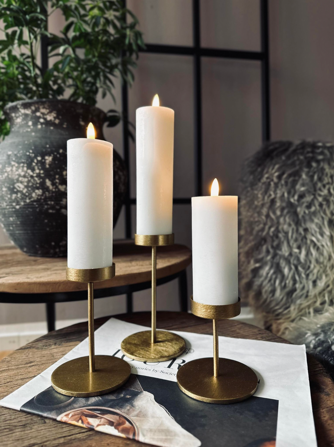 Kandelaar set voor stompkaarsen – Golden Liva