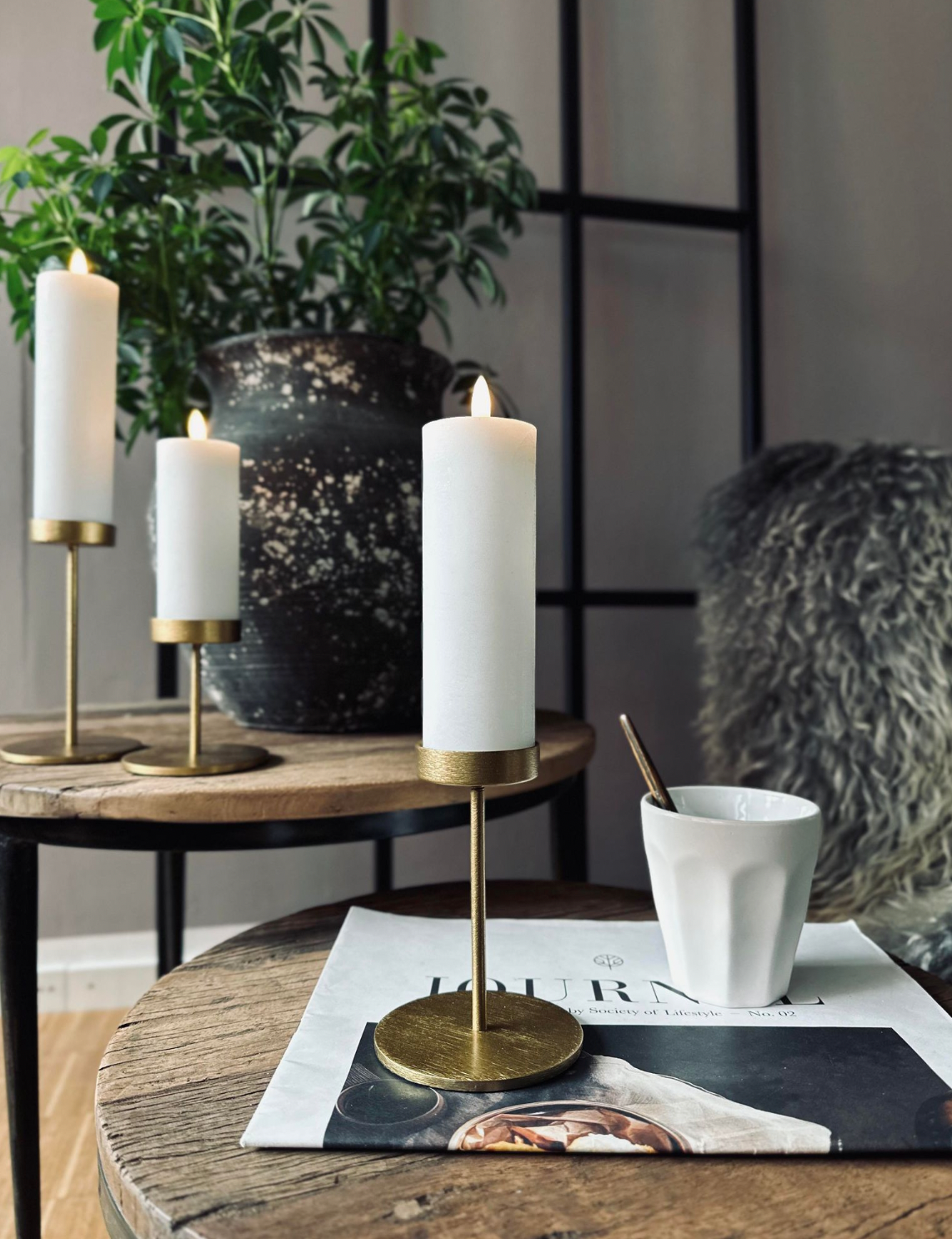 Kandelaar set voor stompkaarsen – Golden Liva