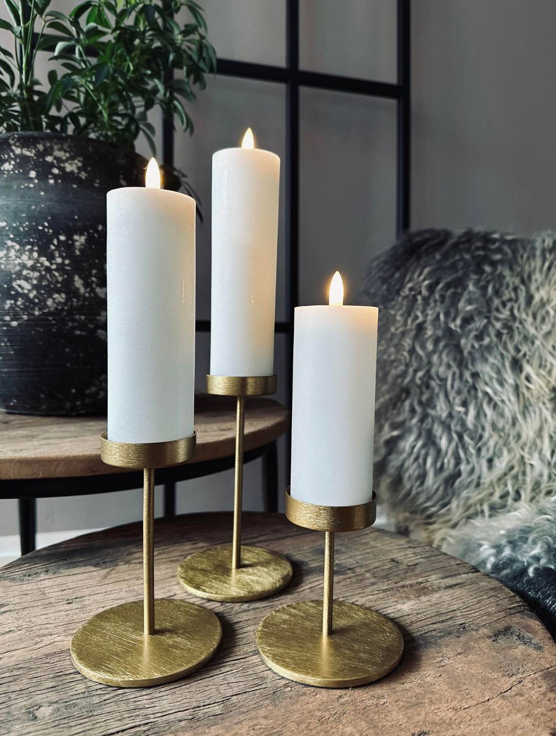 Kandelaar set voor stompkaarsen – Golden Liva