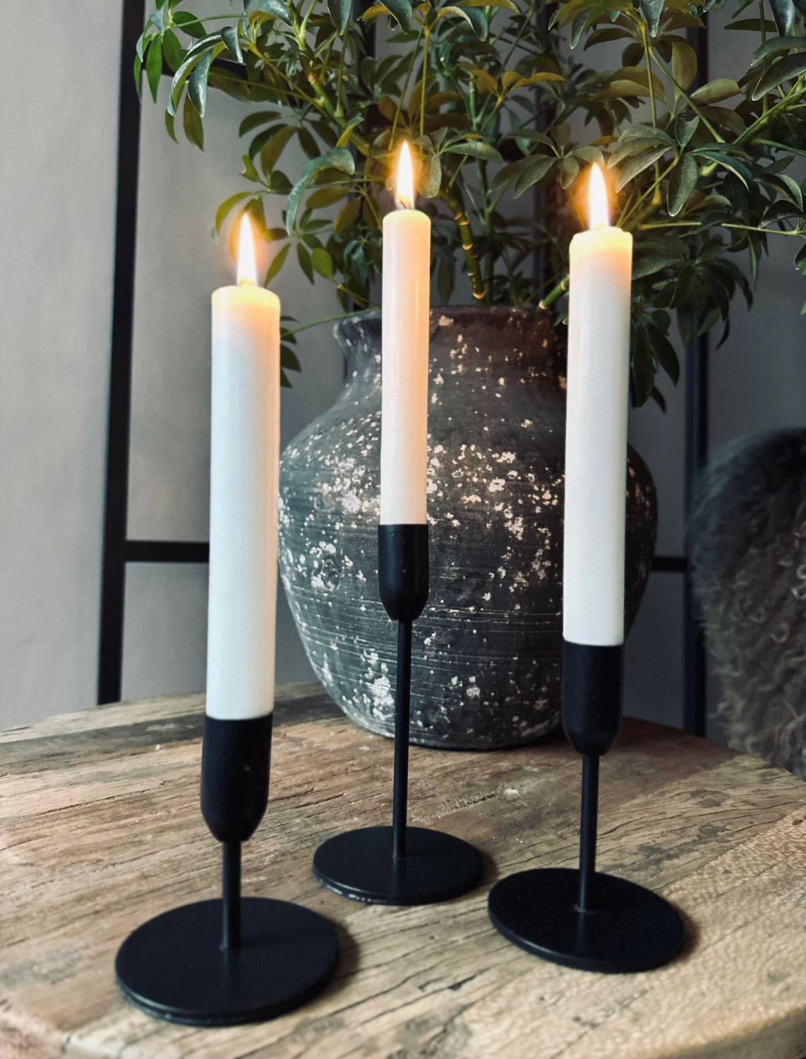 Kandelaerset 3-delig voor dinerkaarsen – Black Mindy