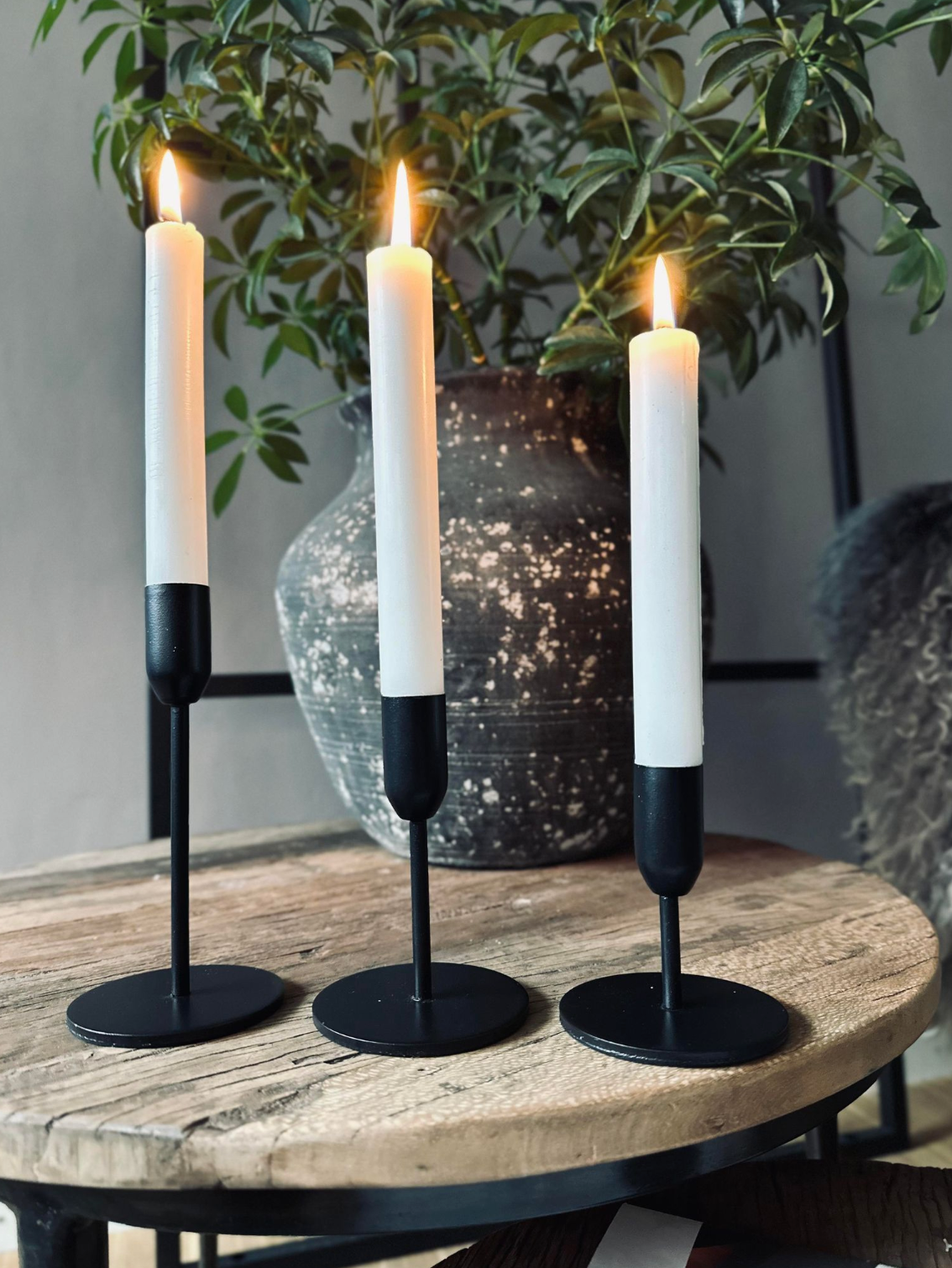 Kandelaerset 3-delig voor dinerkaarsen – Black Mindy