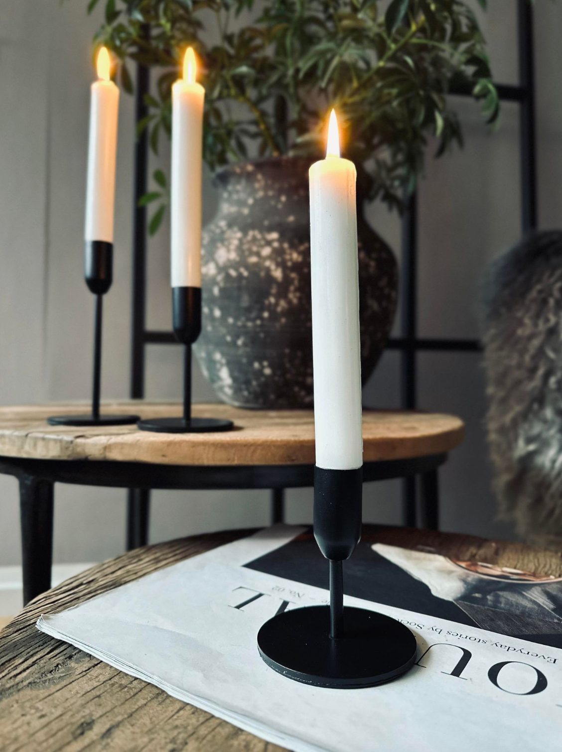Kandelaerset 3-delig voor dinerkaarsen – Black Mindy