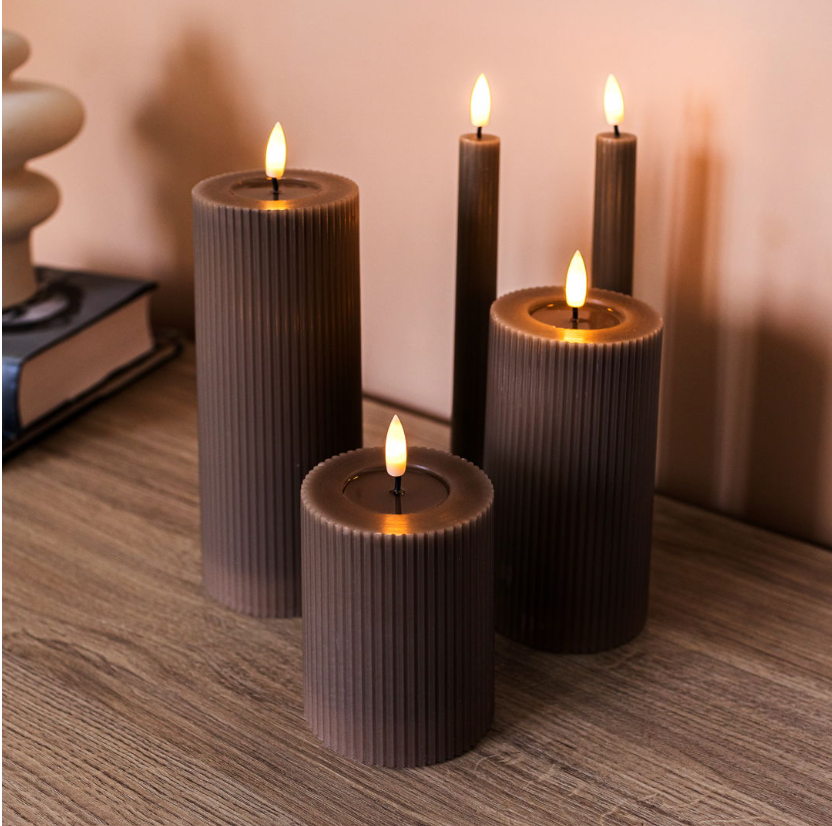 LED-lichtset geribbeld - 5-delig coffee