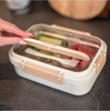 Lunchbox met 2 vakken grijs + beige