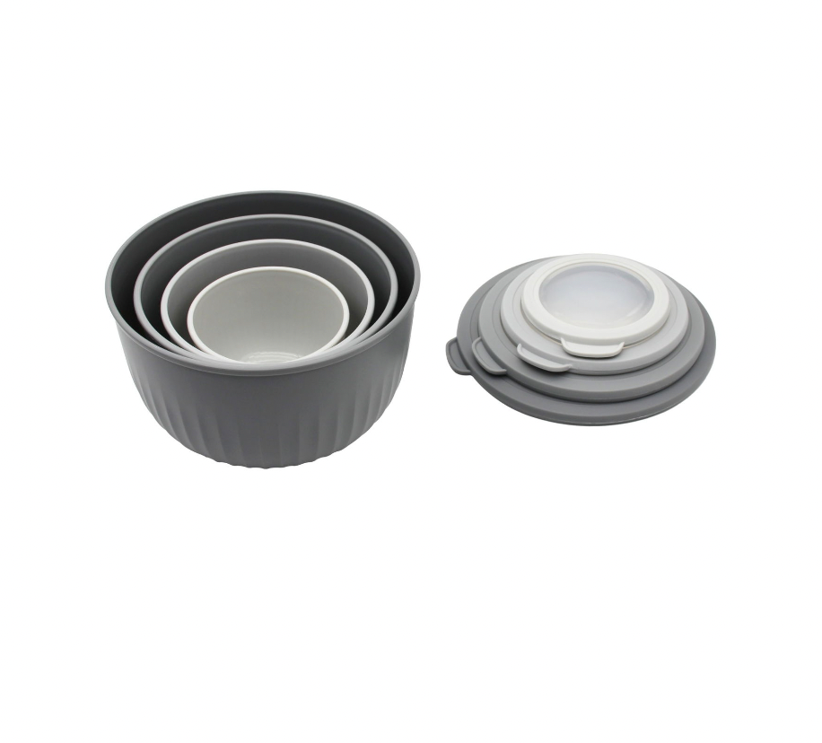 Opbergbakjes met ribbels en deksel - 4-pack