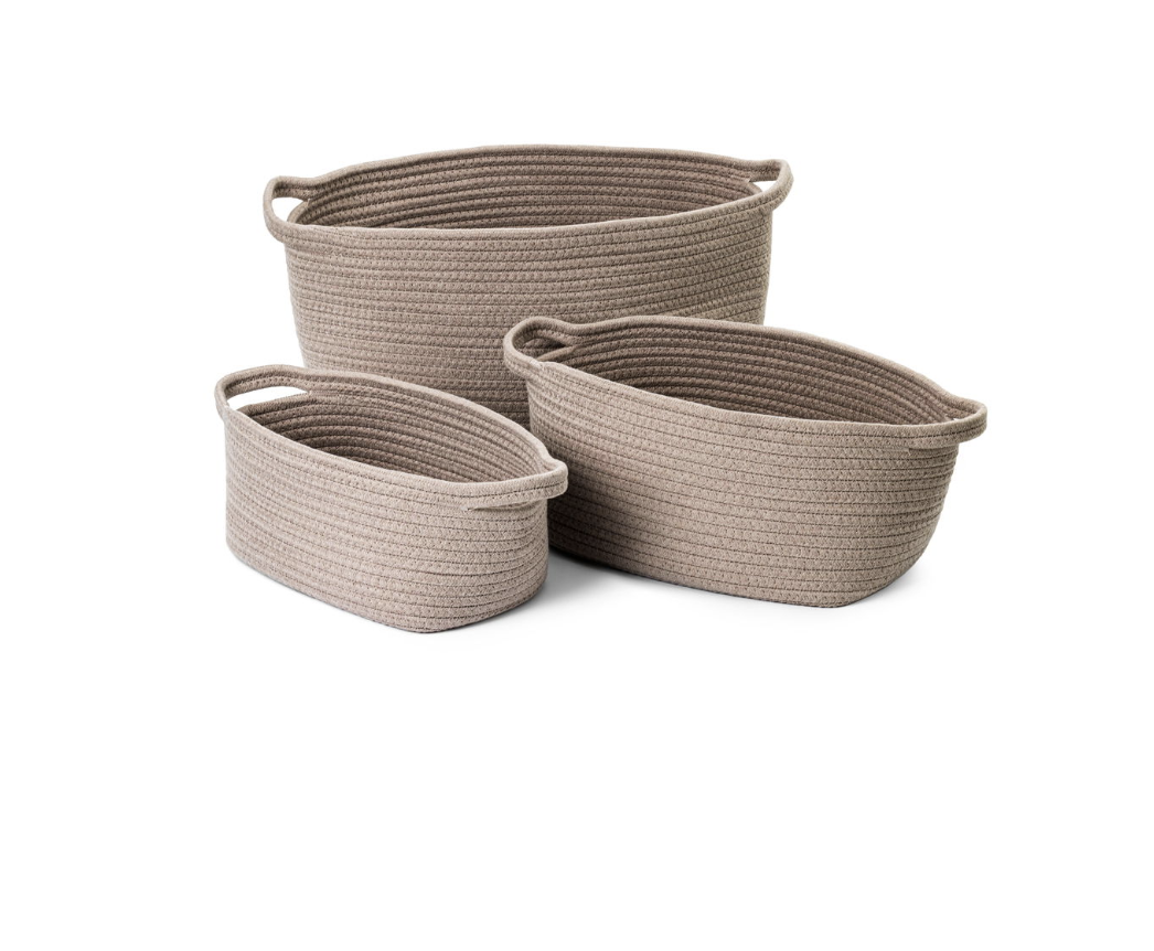 Manden 3 stuks, beige en zand