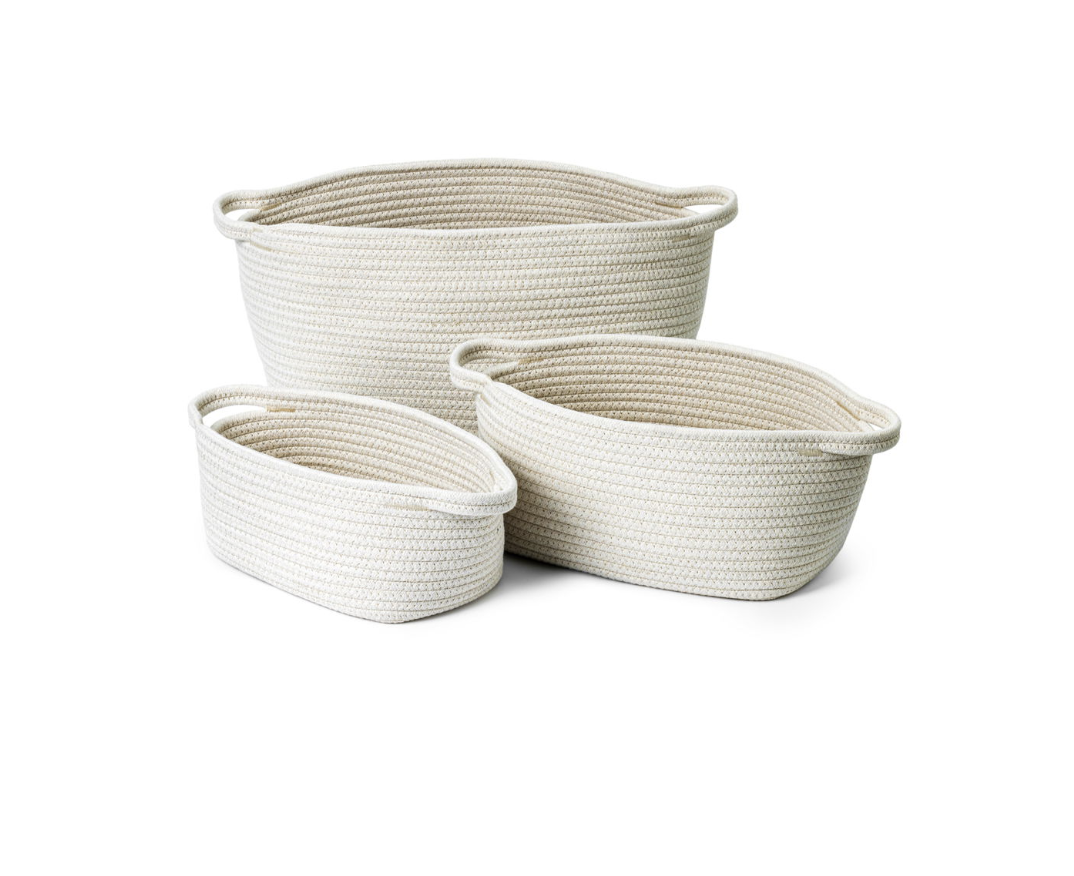 Manden 3 stuks, beige en zand