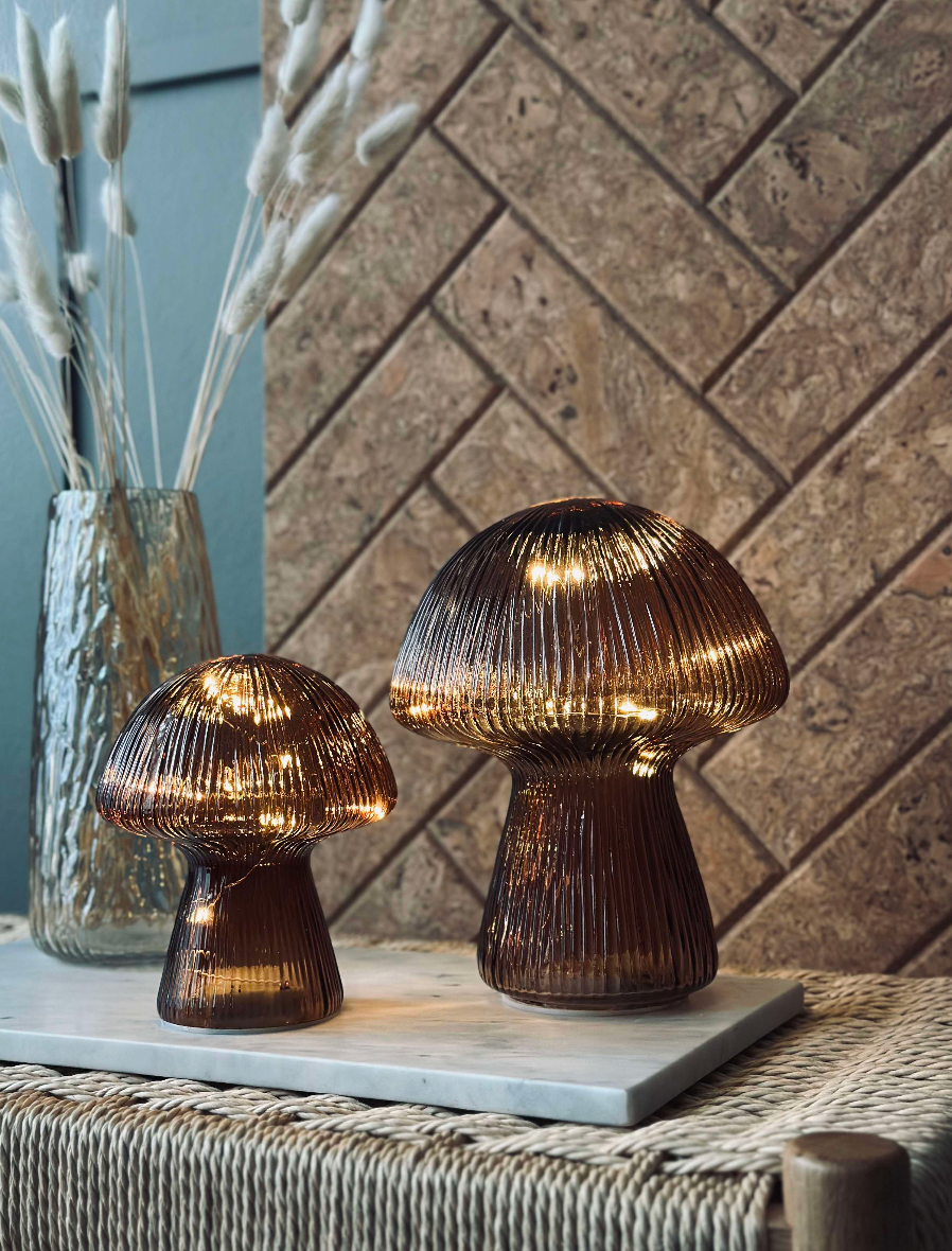 Mushroom met groeven 20cm - Bruin