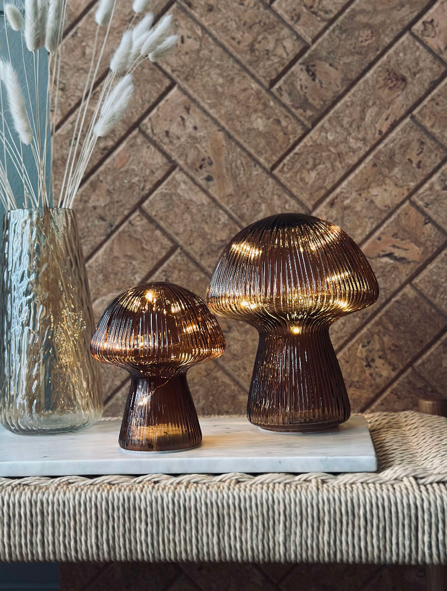 Mushroom met groeven 20cm - Bruin