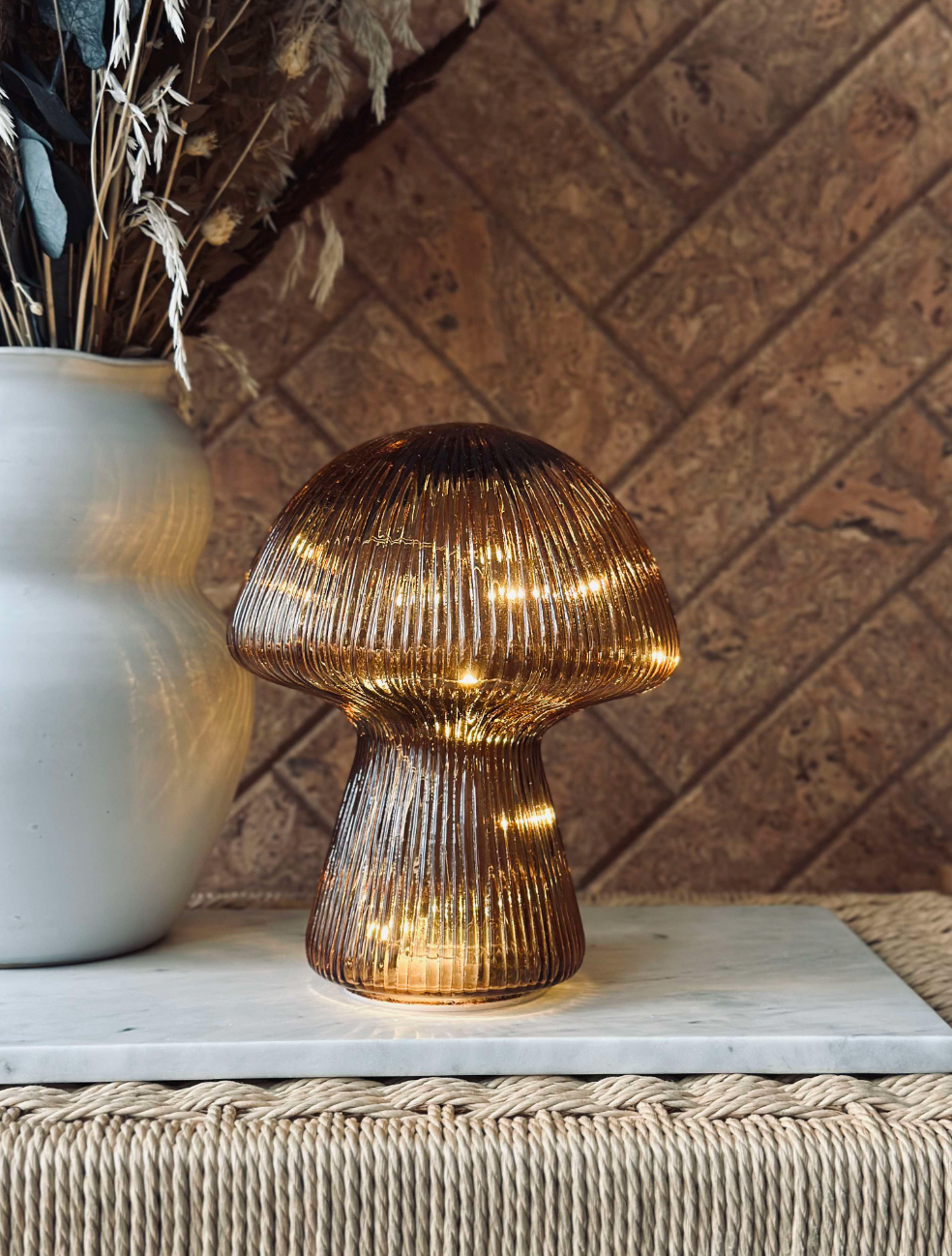 Mushroom met ribbels 20cm - Goud
