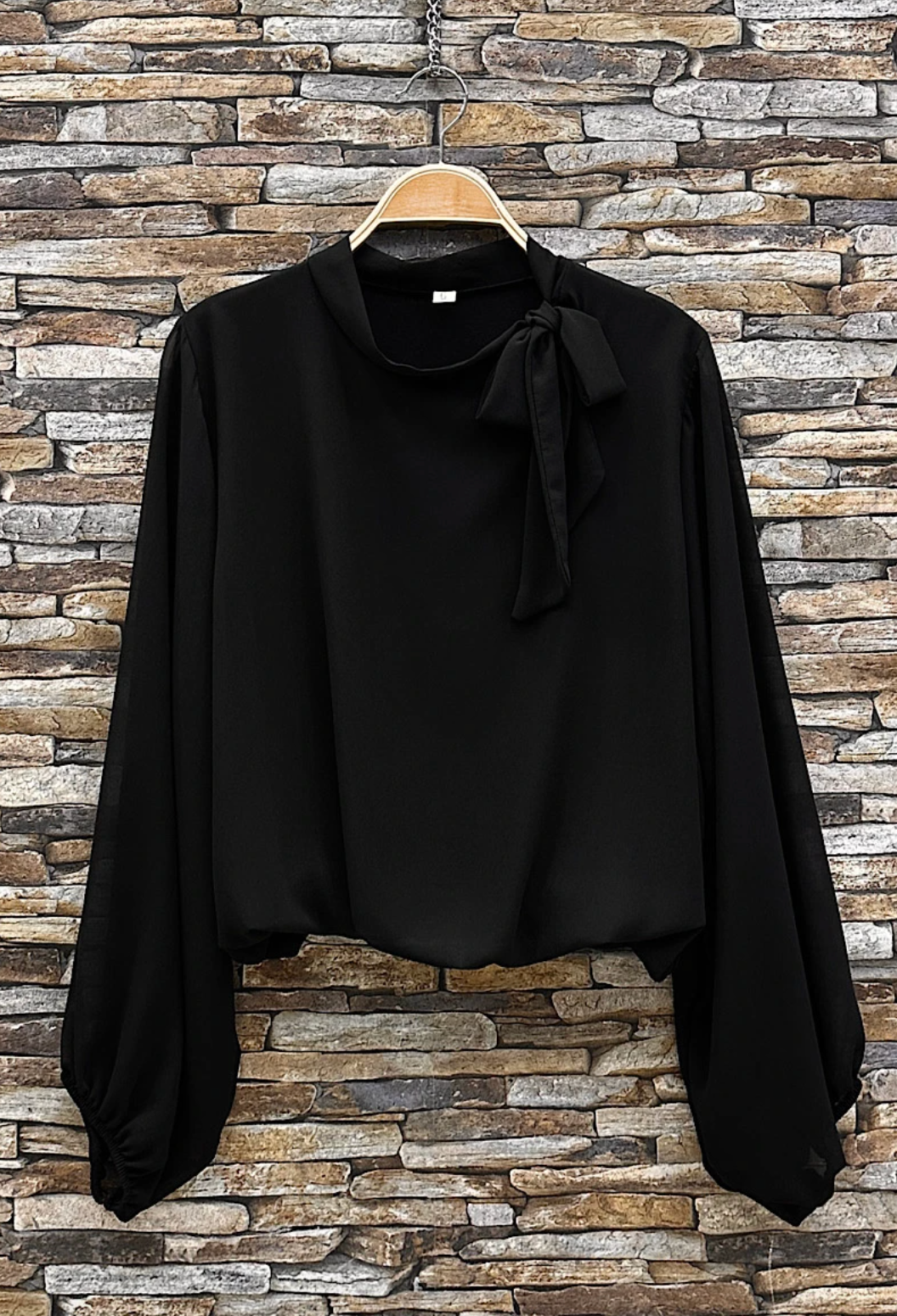 Blouse met strik - Black