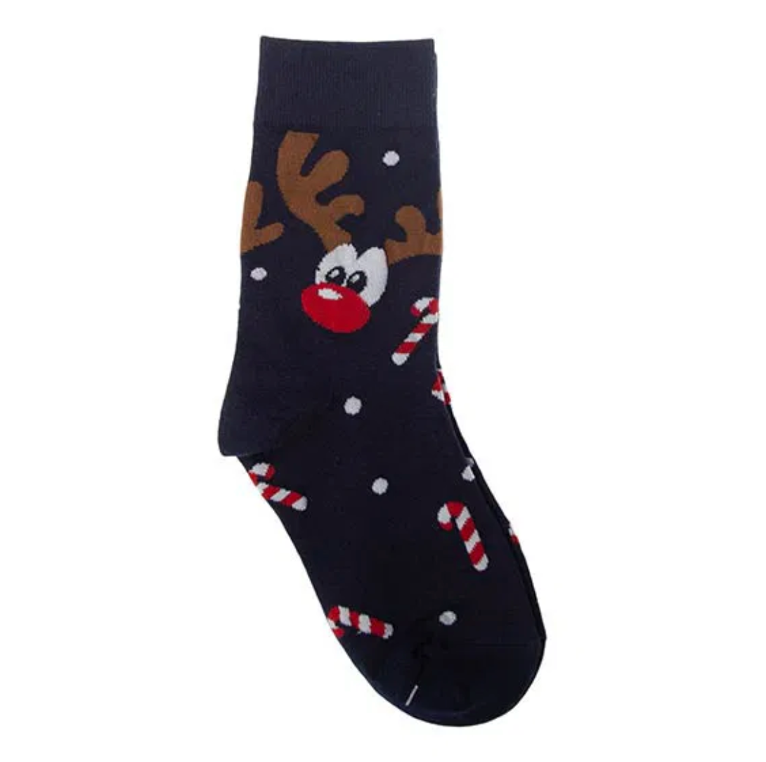 Sokken met kerstmotief blauw - Maat 42-46