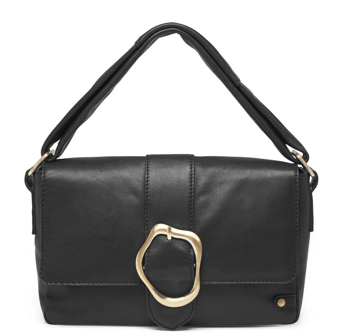 Crossover met gesp - Black leather