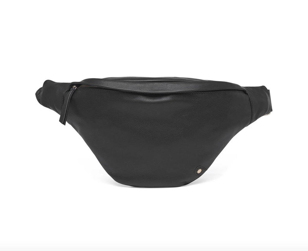 Bumbag met gesp - Black leather