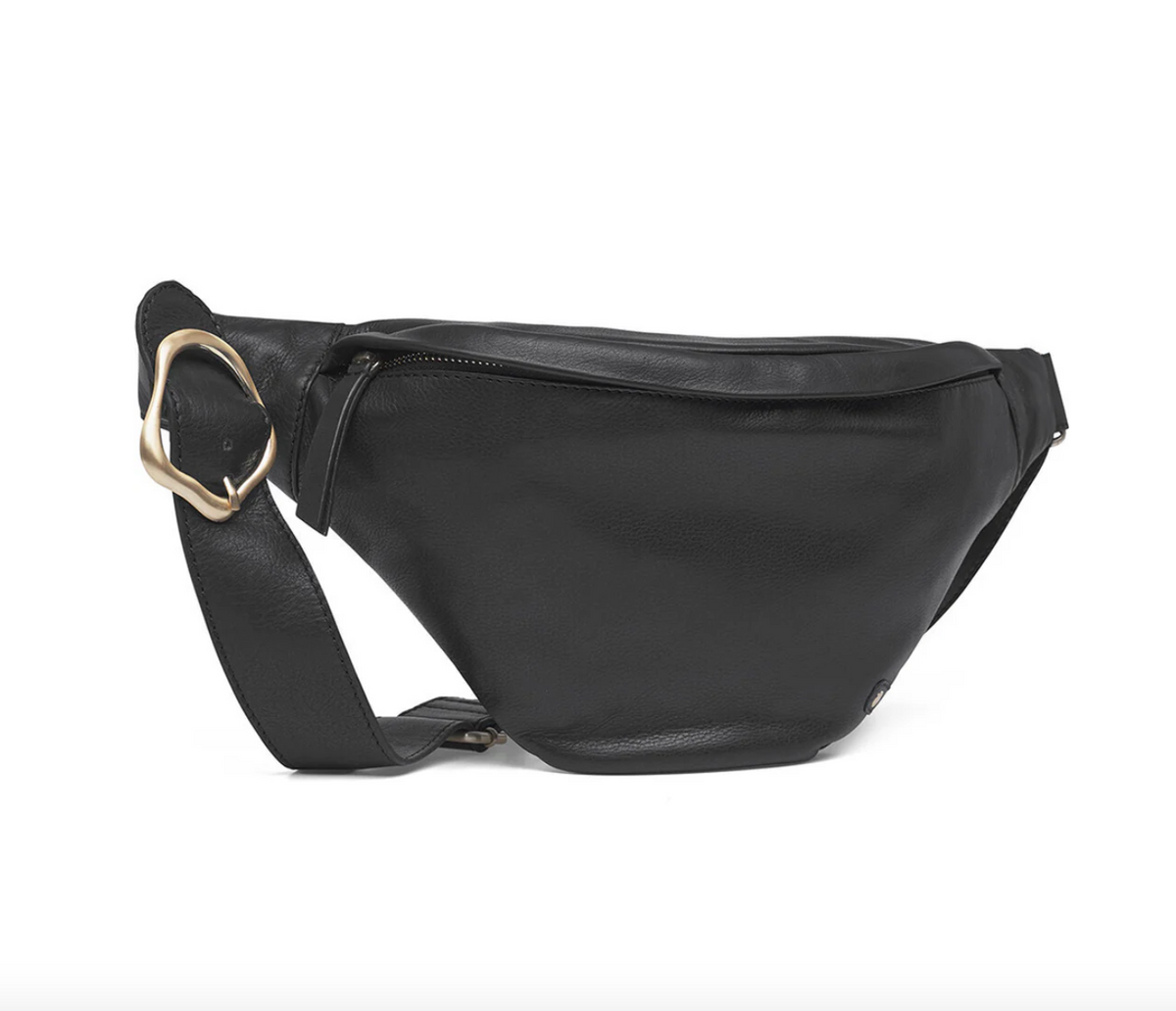 Bumbag met gesp - Black leather