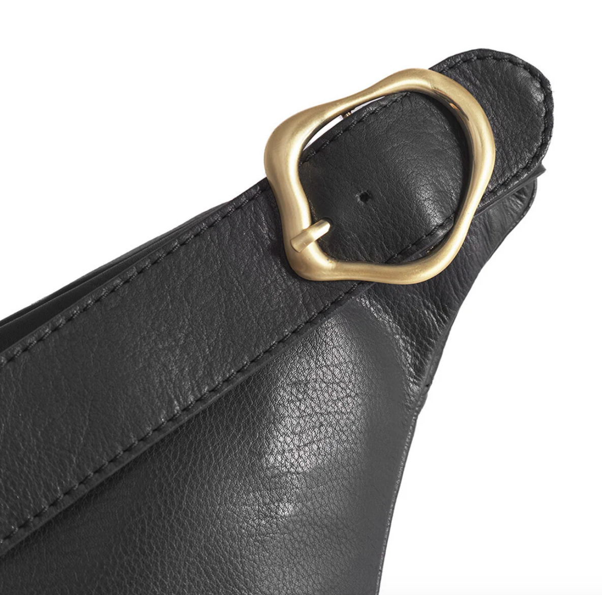 Bumbag met gesp - Black leather